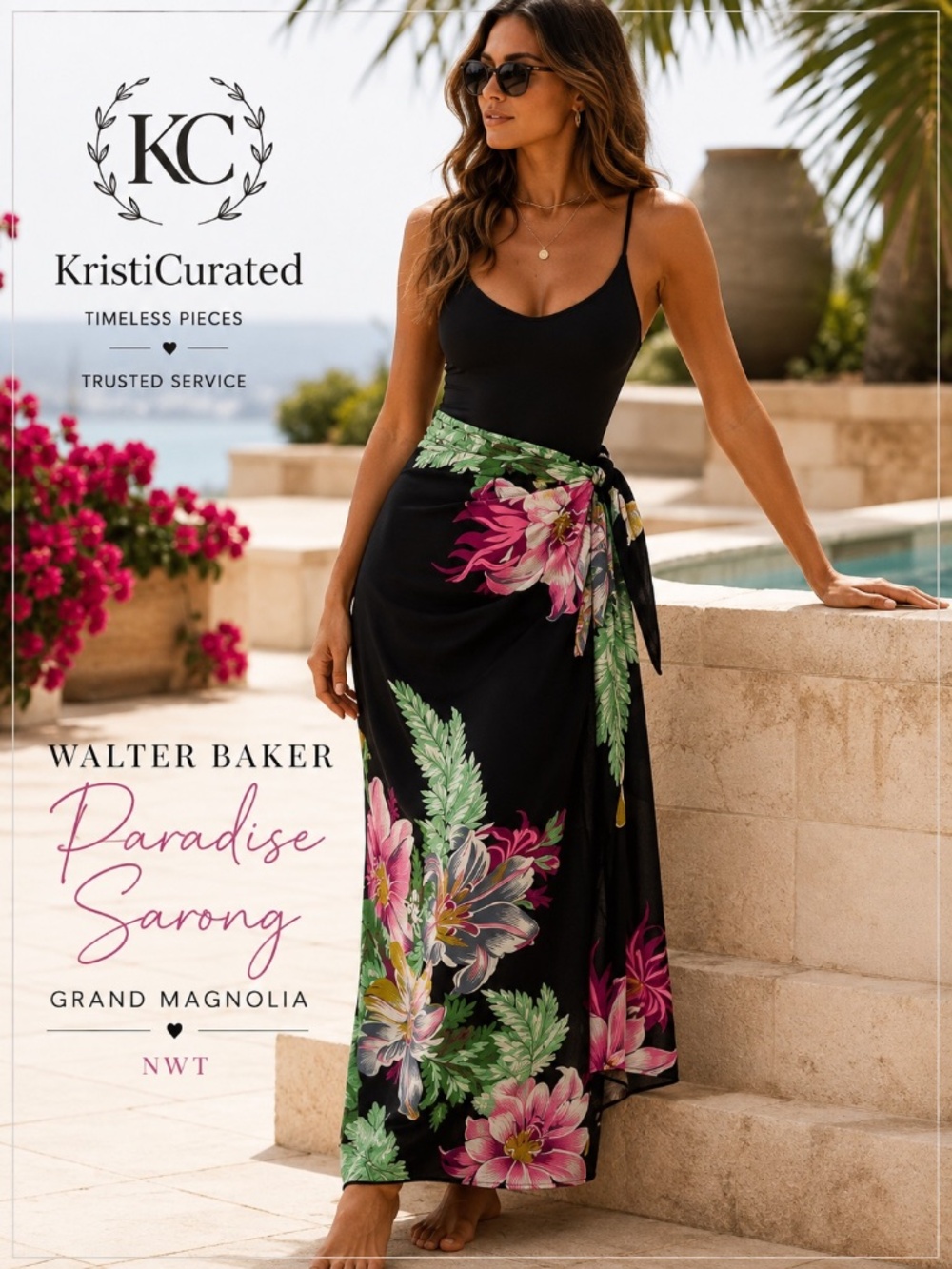 Walter Baker Paradise Grand Magnolia Convertible Sarong NWT One Size